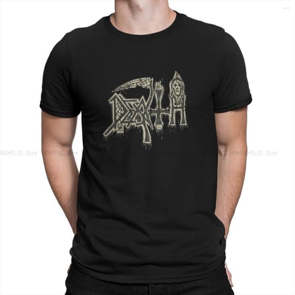 Мужские футболки Т тяжелая черная металлическая футболка для мужчин Смерть 1984 Круглая воротника Полиэфирная рубашка хип -хоп подарок одежда открытая одежда