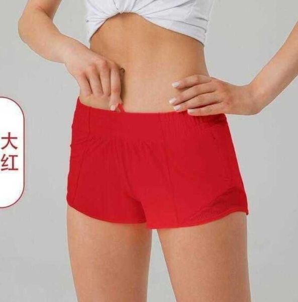 Lulus Summer Yoga Hotty Hot Shorts Respirável Secagem Rápida Sports Underwear Womens Pocket Running Fitness Pants Princess Sportswear Gym Legging Design respirável