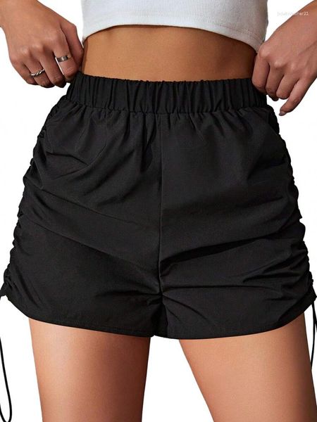 Damen-Shorts Once 2023 Damen-Sommermode, solide Schnürung, plissiert, hohe Taille, Kordelzug, kurze Hosen, Streetwear, sexy Outfit unten