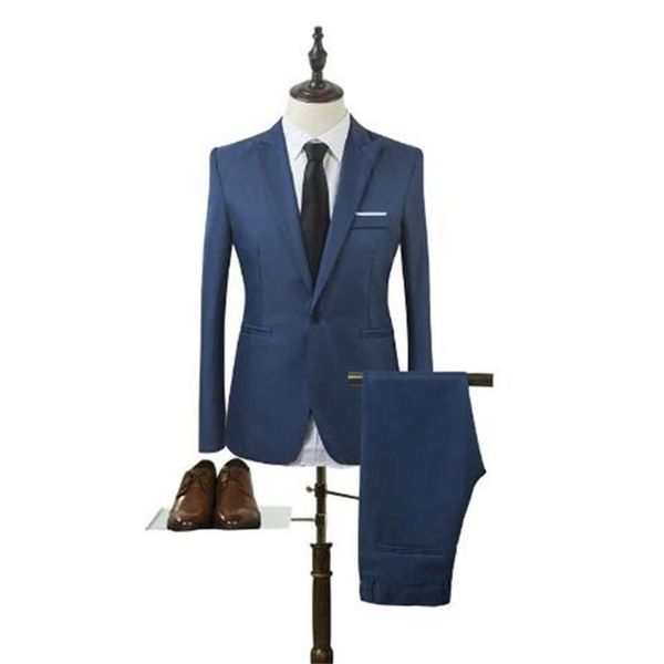 Ternos masculinos Blazers Casamento de luxo Conjunto de ternos de algodão Jaqueta Calças adequadas para negócios após abrir as costas Col290j