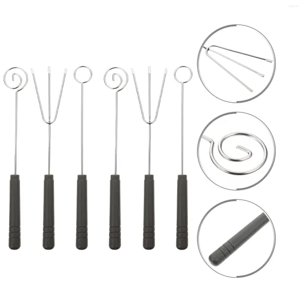 Conjuntos de louça 6 peças utensílios de cozinha topos de bolo aço inoxidável garfos de imersão gadgets ferramenta de suprimentos de cozimento
