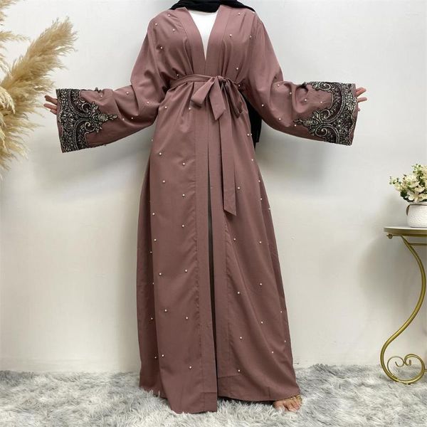 Abbigliamento etnico che vende abiti mediorientali musulmani a maniche lunghe con perline ricamate Cardigan arabo da donna # 1684 Abito Hijab
