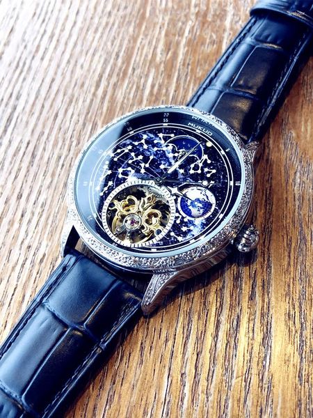 Нарученные часы Galaxy Concept Perlonsized Automatic Mechanical Watch Men's Tourbillon Hollow Business Fashion Brand Водонепроницаемые мужчины