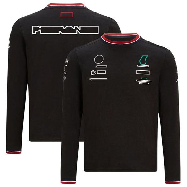 F1 Black Long Sleeve T-Shirt Formula 1 Hayranlar Takım Yarışları Gündelik Üstler Yaz Erkek ve Kadın Büyük Boy Tişört Motokros239R