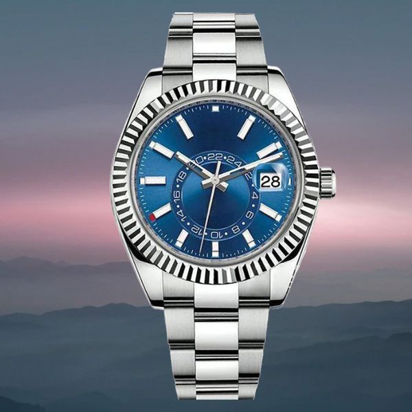 Erkek Sky Saatler Dweller Donanma Otomatik Makine 8215 Hareket Safir Takvimi 42mm Paslanmaz Montre De Luxe Dhgate Klasik Su Geçirmez Kollwatch'ları İzle