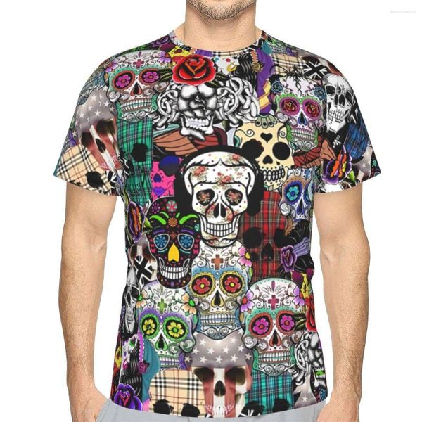 Camisetas masculinas Halloween Skull Art Special Polyester TShirt Top Quality Creative Thin Shirt Stuff