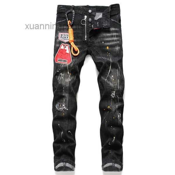 Jeans Hosen Leinen Hip Herren Jeans Ripped Biker Slim Fit Denim 15BN