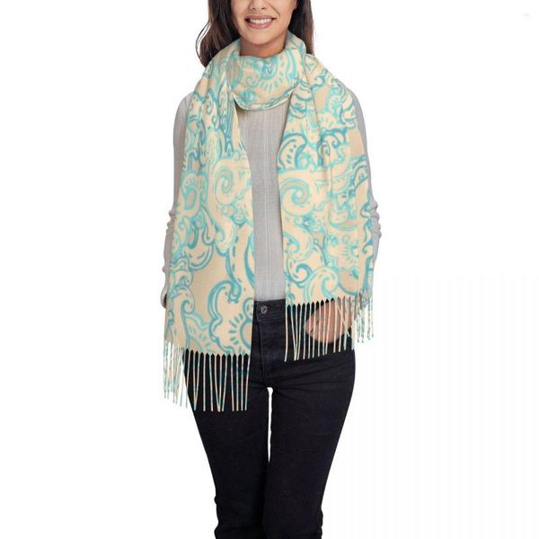 Sciarpe Sciarpa da donna Inverno Vintage Floreale Motivo geometrico orientale Sottile Mantello caldo Avvolge Bandana femminile Pashmina Nappa lunga