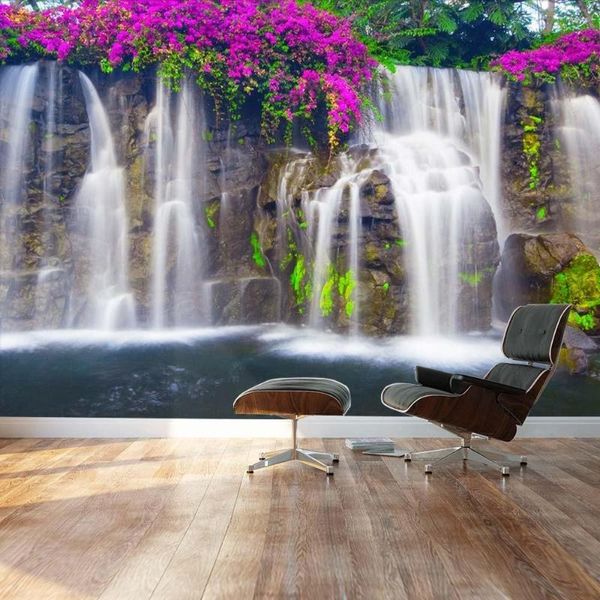 Papéis de parede personalizados 3D Po papel de parede HD Cachoeira Enorme Mural de parede Adesivos para decoração de casa removível