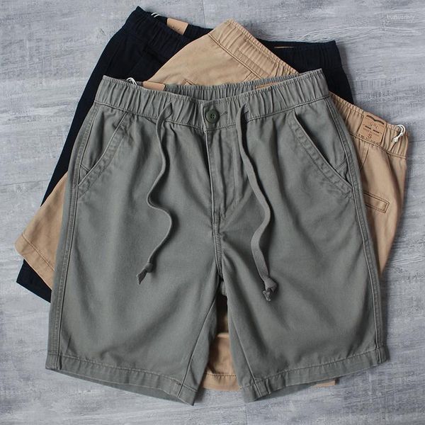 Shorts Masculino 924# Summer America Retrô Pesado Tecido Cargo Fashion Puro Algodão Lavado Antigo Reto Casual Calças de 5 Pontos