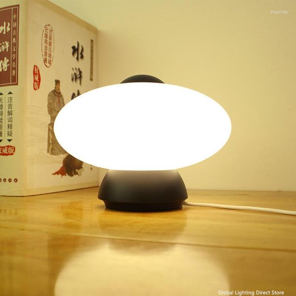 Lampade da tavolo Round Touch Dimming LED Lampada da scrivania Regolazione della luce notturna Comodino Camera da letto Protezione degli occhi Tre colori 2