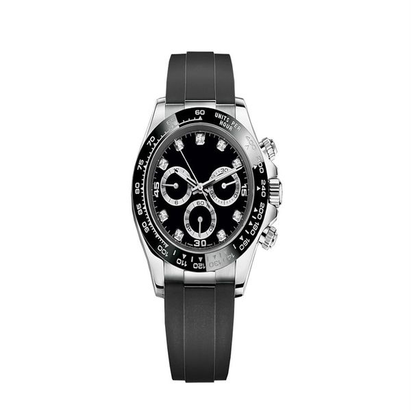 Relógio de 20 cores, diamante, preto, 40 mm, pulseira de borracha, masculino, todos os subdials, função de trabalho, relógio automático, mecânico, para homens, Wish G196s