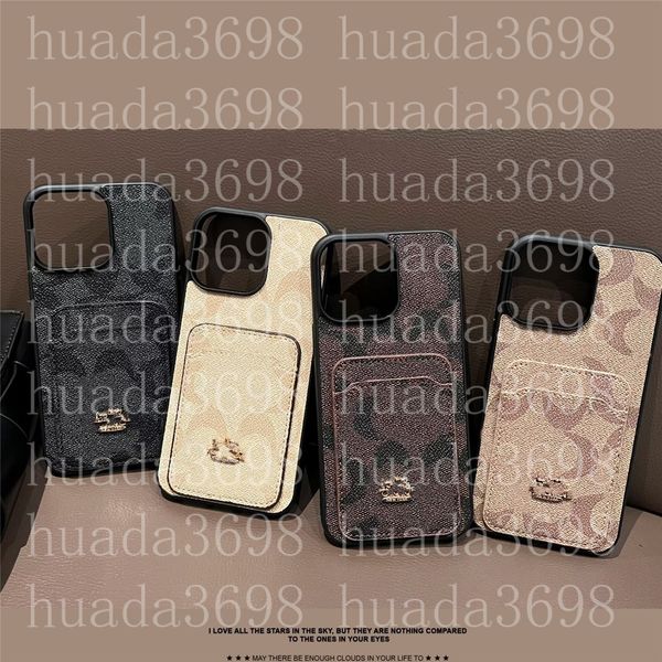 Designer de moda letras de metal cartão carteira casos de telefone para iPhone 15 14 13 12 11 Pro Max Case 14Plus 13Pro X XR XS 7 8 Plus Galaxy S23 S22 S21 Ultra Plus Note 20 10 Capa