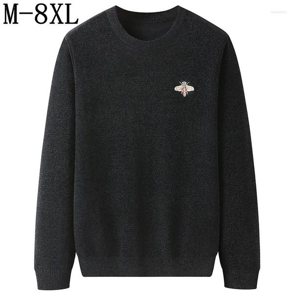 Männer Pullover 7XL 6XL 8XL Herbst Winter Mode Biene Stickerei Pullover Männer Top Qualität Lose Herren Pullover Warm Halten pull Homme