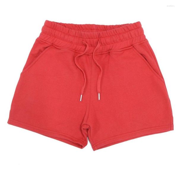 Shorts Masculino Algodão Fitness Respirável Jogger Treinamento Academias Musculação Secagem Rápida Corrida Agachamento Profundo Vermelho Sólido