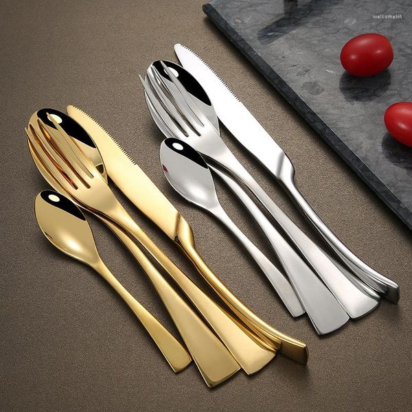 Ужин наборы посуды 4pcs Western Tailware Steak Steak Neques Spoons Forks Set Teaspoon Стальные столовые приборы 304 Ужин из нержавеющей стали.