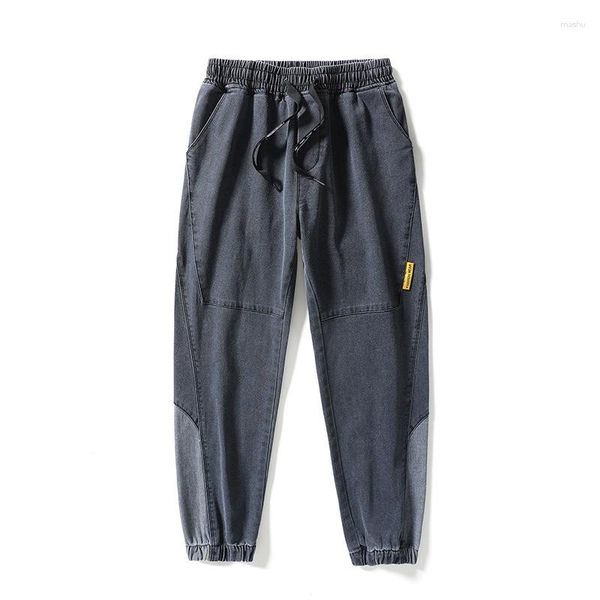 Jeans Masculino Primavera e Outono Calça Casual Estilo Hong Kong Tendência Juvenil Bonito Perneiras Confortáveis Soltas