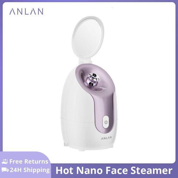 Steamer ANLAN Nano Face Steamer Sprayer Steamer con Mirror Fog Detergente per pori Cura della pelle Idratante Umidificatore SPA Machine 230729