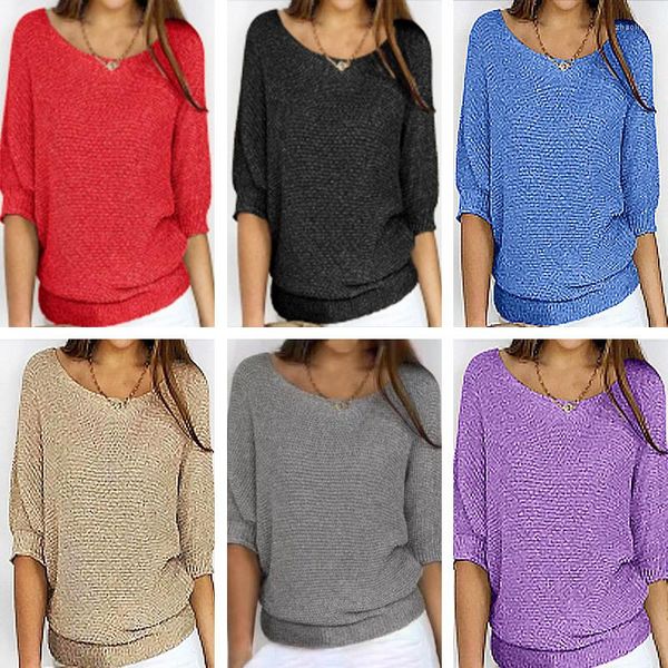 Camisolas Femininas Malhas Camisola Feminina Primavera Cor Pura Gola Redonda Blusa Feminina Air Sem Forro Parte Superior Vestuário