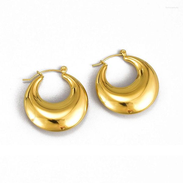 Orecchini a bottone color oro luna per donne ragazze accessori in acciaio al titanio 316L charms gioielli regalo all'ingrosso (GE517)