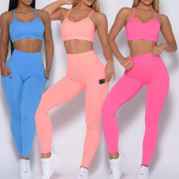 Conjuntos ativos ZEEHOOH Yoga para mulheres, roupas esportivas para academia, corrida respirável Ms Sports Suit Scrunch Buster Conjunto de roupas íntimas leggings de qualidade