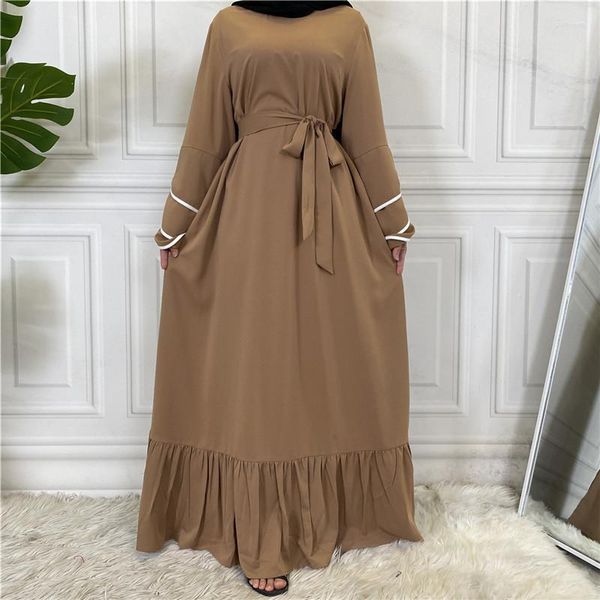 Etnik Giyim Eid Sade Piled Abayas Kadınlar İçin Türk Elbiseleri Ramazan Abaya Dubai Türkiye Müslüman Moda Arapça Hijab Elbisesi İslami