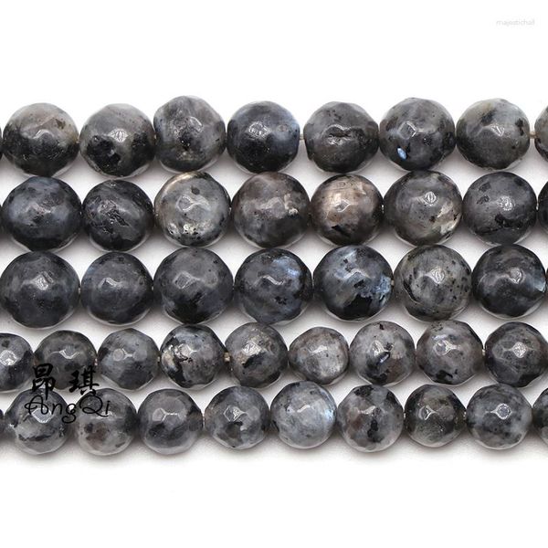 Perline Pietra Naturale Sfaccettata Nero Labradorite Rotondo Sciolto 4-12mm Scegli la Dimensione Distanziatore Per Gioielli Che Fanno Braccialetti Fai Da Te 15''