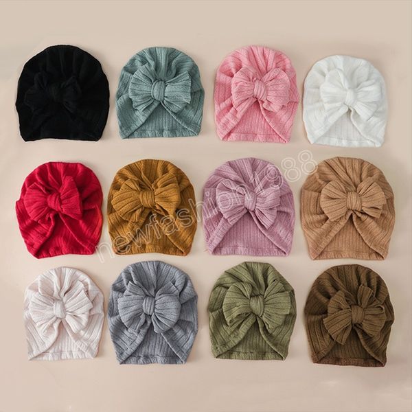 Cappelli con fiocchi elastici per neonati Turbante con nodo per bambini per bambine e ragazzi Accessori per capelli primaverili Berretto indiano lavorato a maglia per neonati Puntelli per foto Nuovo