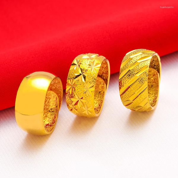 Кластерные кольца мужчина широкий 12 мм Большое кольцо Овертируемое 24K Реальное золото.