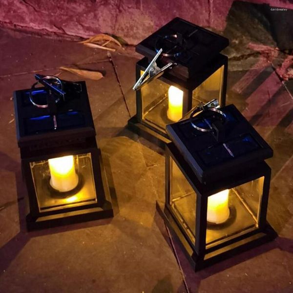 Lâmpada solar à prova de vento luzes decorativas vintage à prova d'água led vela luz lanterna para interior/exterior