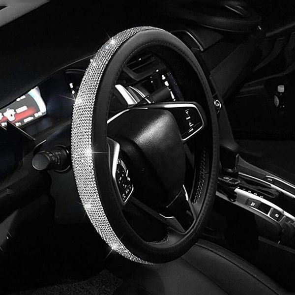 Coberturas para volante de carro com strass elegante estilo menina couro durável 15 polegadas acessórios para interiores de carros artesanais 217S