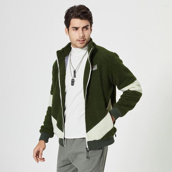 Felpe con cappuccio da uomo Felpa con cappuccio abbinata e allentata Autunno inverno Colore tendenza Giacca cardigan casual Maglione mimetico in lana di agnello giovanile