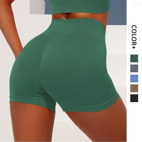 Shorts femininos de malha sem costura push up leggings de treinamento fitness roupas esportivas femininas verão calças curtas femininas roupas de ioga cinza