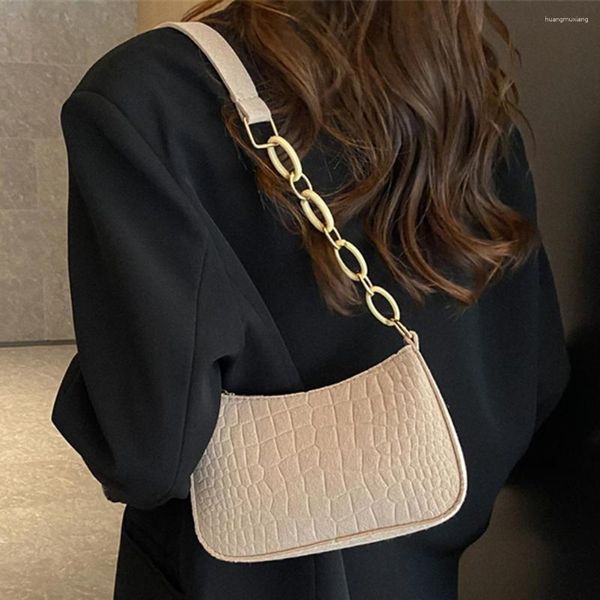 Bolsas de noite Moda Feminina Bolsa de mão Simples de feltro com alça superior à prova d'água Portátil Elegante Jacaré Textura Casual Para Férias de Fim de Semana