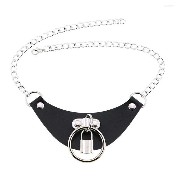 Girocollo colletto tondo nero per ragazze Emo Punk Goth collana con lucchetto 2023 tracolla Cosplay chocker accessori gotici