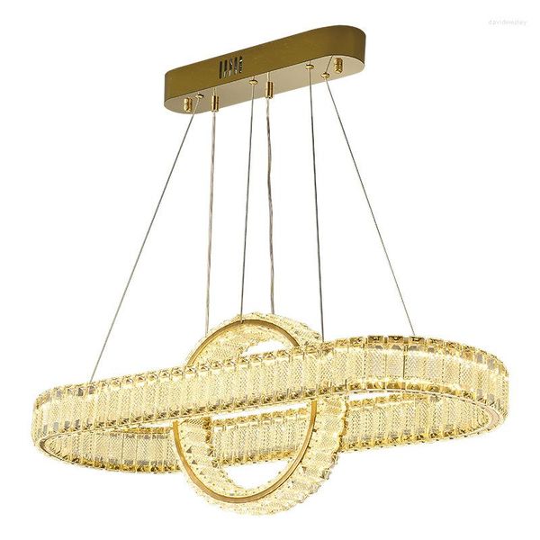 Lustres extravagantes Led Ring Lights Lustre de cristal para decoração de casa luminária vintage pingente lâmpadas modernas lustres lampara para sala de estar villa