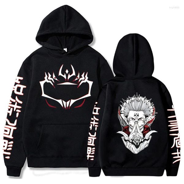 Erkek Hoodies Komik Jujutsu Kaisen Uzun Kollu Sıradan Serin Anime Ryomen Sukuna Baskılı Erkek Kadınlar Harajuku Sweatshirt Giysileri Sudaderas