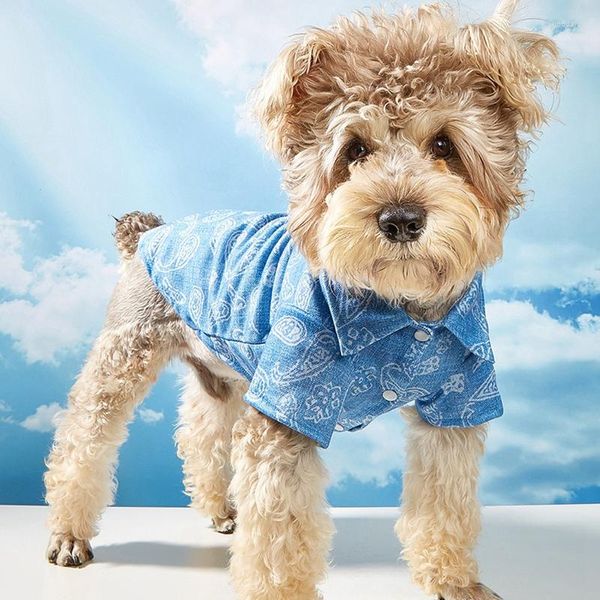 Abbigliamento per cani Gilet sottile per gatti domestici Stampa di cartoni animati blu Morbidi vestiti per animali domestici Chihuahua Yorkshire Puppy Shirt