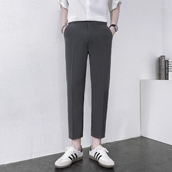 Erkekler İlkbahar Yaz Dökümlü Günlük Kore tarzı pantolon klasik iş ince düz ince blazer haki