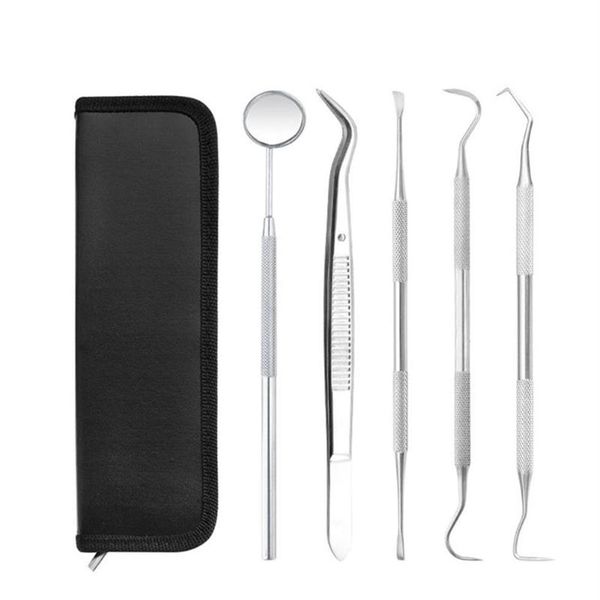 Conjuntos de ferramentas manuais profissionais 4 5 ferramentas de PCS para kit de raspador de dentes, cremes dentais inoxidáveis, dentistas dentários, instrumentos de espelho 195j
