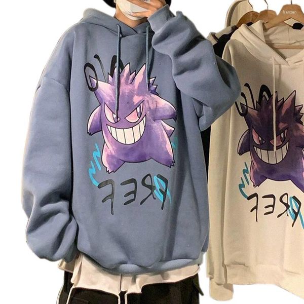 Erkek Hoodies 2023 Karikatür Baskılı Büyük Boyutlu Erkekler Harajuku Sakiller Sıradan Moda Kawaii Unisex Sweatshirts Çiftler Hoodie Kış