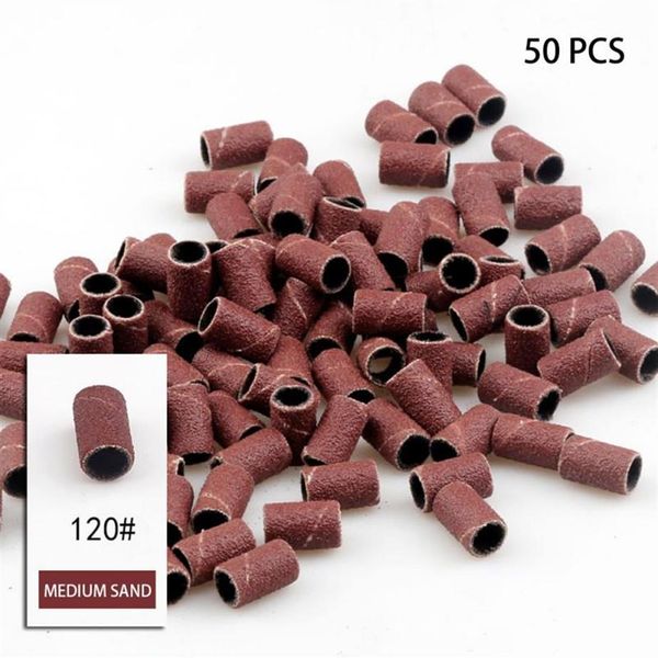 Lixas 50 unidades Lixa de unha Tambor Kit de lixamento 80# 120# 180# Brocas Ferramentas abrasivas Acessórios Dremel Lixa Haste Ferramentas rotativas 2090