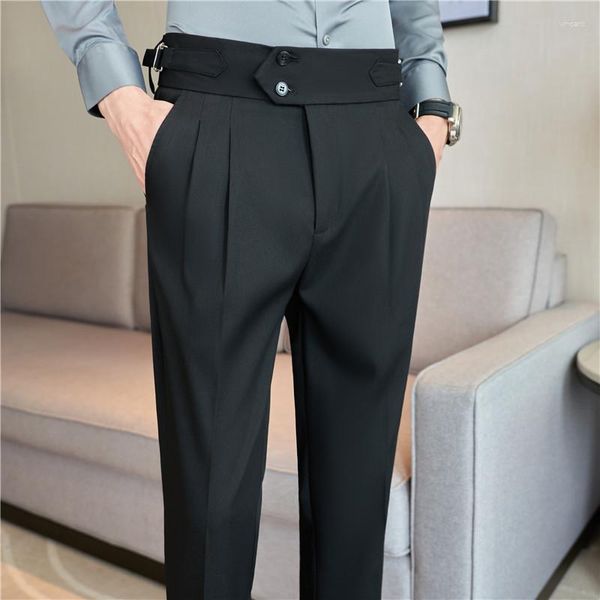 Herrenanzüge Koreanische Mode Hohe Taille Anzughosen Für Männer Casual Business Gerade Büro Sozialen Hochzeit Bräutigam Hosen Kleidung