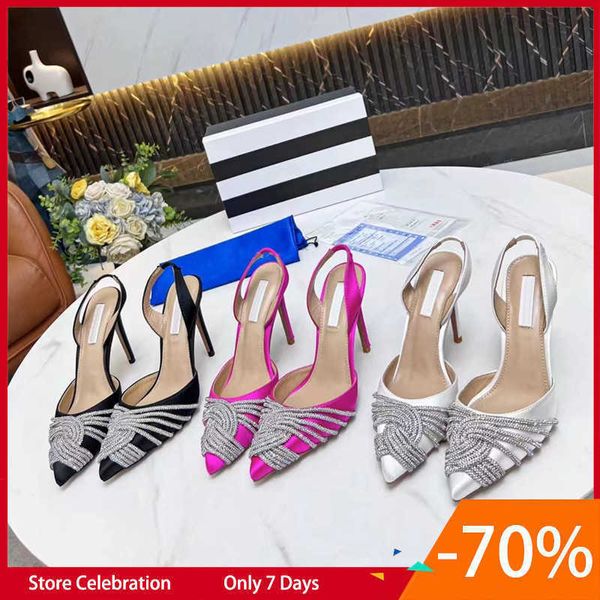 Sandalen Amina muaddi Begum kristallverzerrte Schnalle Flederalpumpen Schuhe Spulen Heels Sandalen Frauen Luxus Designer Kleider Schuh Abend Slingback Sandal 9,5 cm Gfh