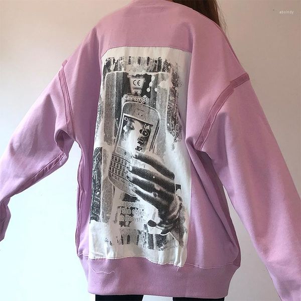 Männer Hoodies LIFE 2023 CAVEMPT C.E Rosa Langarm Herbst und Winter Ghost Hand CE Rundhals Pullover Männer Frauen Sweatshirts WY554