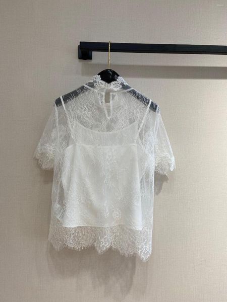 Blouses feminina Camisa feminina Top Women Blouse Roupas Moda 2023 Lace Transparente