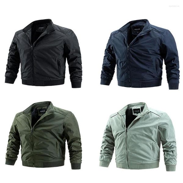 Herrenjacken Männer Bomber Reißverschluss Mäntel Mode Einfarbige Jacke Outdoor Winddichte Outwear Lässige Stehkragen Größe M- 5XL