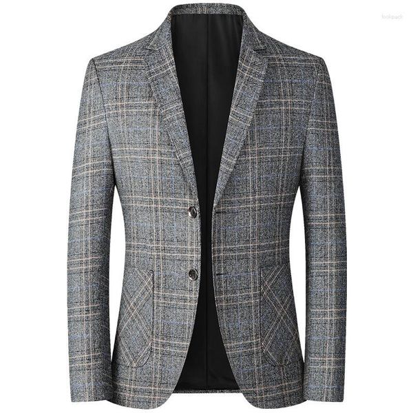 Männer Jacken Business Casual Plaid Mantel 2023 Mode Kleidung Streifen Slim Fit Jacke Hochzeit Männlichen Blazer Luxus Designer