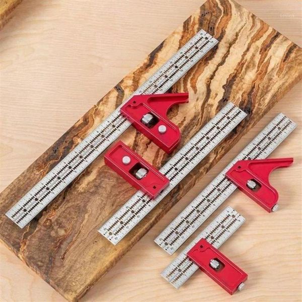 Professionelle Handwerkzeugsätze Skalierbares Lineal für Spechtwerkzeuge T-Typ-Loch Edelstahl Scribing Marking Line Gauge Carpenter Measur209l