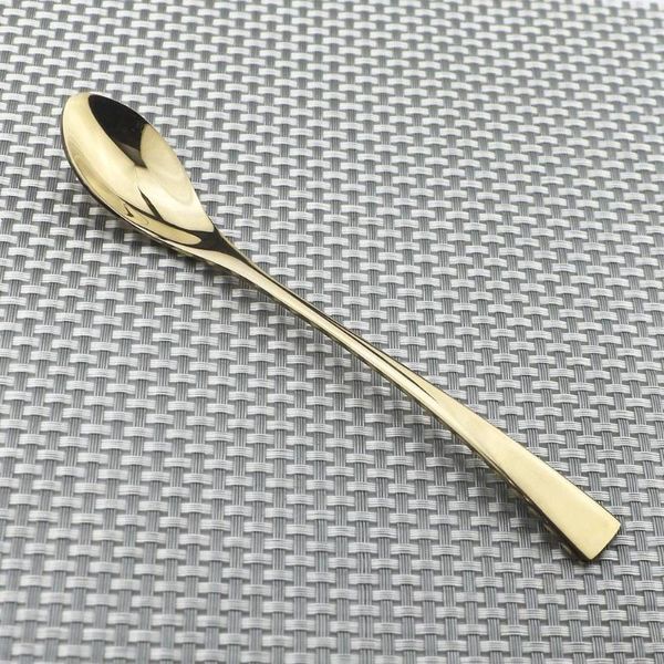 Cucchiai 6Pcs Lungo Ghiaccio Scoop Per Tè Caffè Bere Succo Set Di Cucchiai Per Mescolare In Acciaio Inossidabile 18/10 Nero Oro Manico Argento